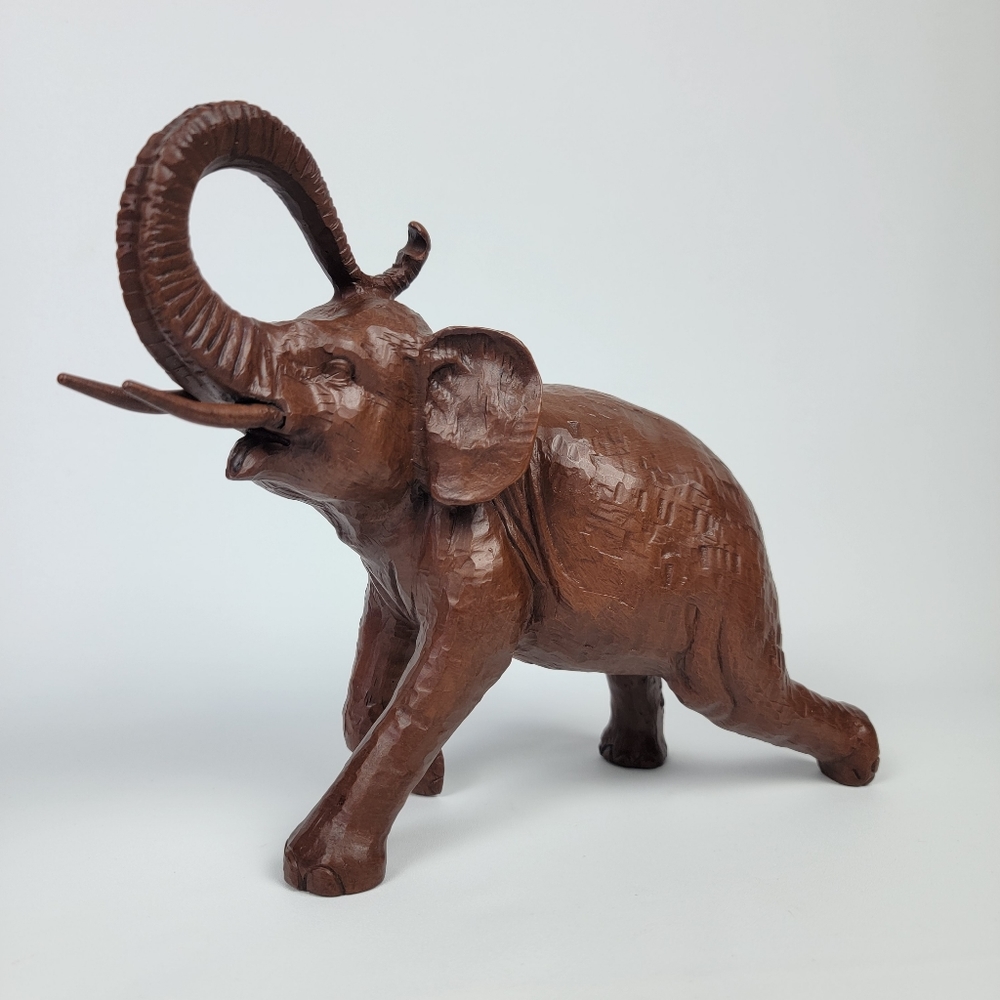 Red Mill Brown Elephant Sculpture Statue Vintage #195 Heavy Figure ~ L10" x H8¼"